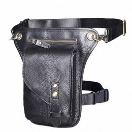 grain Real Leather Design Classic Shoulder Sling Bag Phe Pouch Travel Fanny Waist Belt Pack Leg Thigh Bag For Men Male 211-6 S49B#