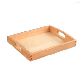 Decorative Figurines Tray Wooden Organiser Japanese-style Kids Activity Crafts With Handle Child Decor