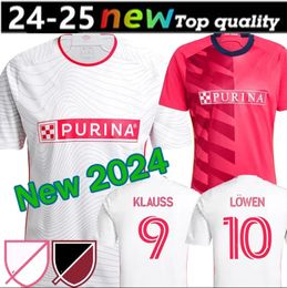 2023 2024 St. L ouis City SOCCER JERSEYS MLS HOME Away st Louis''RED' SC white NILSSON 4 KLAUSS 9 NELSON GIOACCHINI VASSILEV BELL PIDRO FOOTBALL SHIRT Mens fans player LOWEN