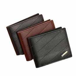 men's Wallet Black PU Material Multi Card Slot Anti Magnetic Casual Mey Clip Trifold Horiztal Coin Bag Soft Purse N6zt#