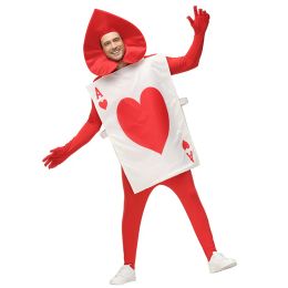 Umorden Unisex Parent-Child Ace of Spades Hearts Poker Playing Card Costume for Kids Child Adult Tunic Hat Suit