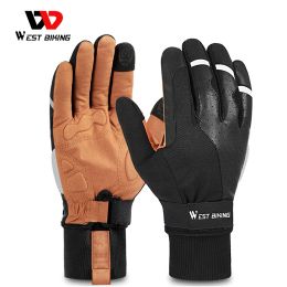 WEST BIKING Winter Sport Gloves Thicken Lengthen Warm Cycling Equipment Men Women Outdoor Skiing MTB Bike Motorcycle Gloves