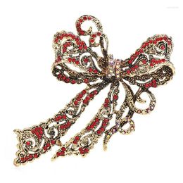 Brooches Wuli&baby Vintage 4-color Bowknot For Women Unisex Big Luxury Rhinestone Bow Flower Party Office Brooch Pins Gifts