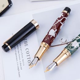 New Hongdian 1837 Metal Fountain Pen Hand-painted Chinese Style Iridium EF/F/ Curved Nib Ink Pen Excellent Writing Gift Pen