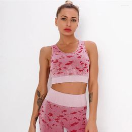 Yoga Outfit Women No Steel Breathable Bra Shockproof Padded Sport Tops Female Beauty Back Vest Gym Fitness Running Underwear