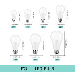 8Pcs/Lot LED Bulb Light 12-85V High Power 3W 6W 9W 12W 15W 18W 20W E27 E14 B22 High Lumen Suitable For Study Kitchen Living Room