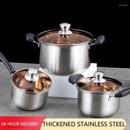 Cookware Sets Stainless Steel Food Supplement Pot Thickened Double Bottom Household Ear Soup Single Handle Milk Microwave