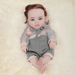 U-charmmore 17.7inch 5.7lbs Full Body Silicone Reborn Baby Doll Realistic Girl Dolls Painted DIY Blank Baby Children Toys