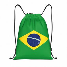 brazil Flag Drawstring Bags Men Women Foldable Sports Gym Sackpack Shop Backpacks G8Ud#