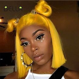 Bella Synthetic Lace Front Wig Short Bob Lace Wigs For Female On Sale Blonde Pink 613 Yellow High Density Lace Cosplay Wigs