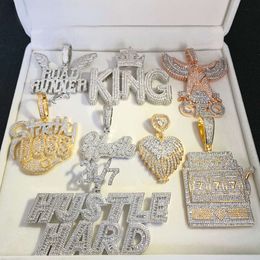 Various Style Hip Hop Pendant 5a Cubic Zircon Cz Bling Iced Out Cubic Zirconia Rock Punk 18k Gold Plated Jewellery