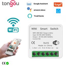 16A Tuya WiFi Smart Switch Led Light Smart Life Push Module Supports 2 Way APP Voice Relay Timer Google Home Alexa