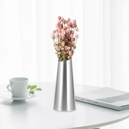 Vases Stainless Steel Vase Desktop Dried Flower Container Tabletop Home Planter Cylinder