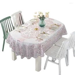 Table Cloth Home PVC Anti-scalding Insulated Tablecloth Oval Living Room Decor Light Luxury Stamping Tea Cover Towel