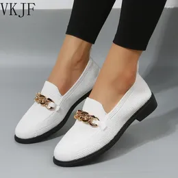 Casual Shoes Autumn Fashion Flat Women Quality Metal Slip On Loafer Ladies Flats Mocassins Big Size 36-42 Zapatillas Mujer 2024