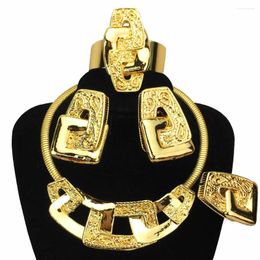 Necklace Earrings Set Selling Big Pendant Light Weight Bold Women's Wedding Party Banquet Italian Gold Plated Jewellery FHK17152