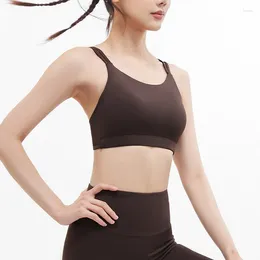 Yoga Outfit Sports Bra For Women Gym Bras High Suppprt U-shaped Shockproof Gathering Top Fitness Thin Shoulder Straps Woman