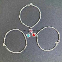 Original brand TFF 925 Sterling Silver Drop Glue Rivet Heart 4mm Round Bead Bracelet Tee Family Love Enamel Crowd