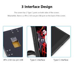 3.5inch IPS LCD Screen Dual Type-C Interface AIDA64 Drive Free Display Monitor With Stand for PC Computers/mini ITX Chassis/CPU