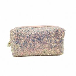 iskybob Women Sequin Glitter Cosmetic Bag Zipper Pouch Storage Makeup Bag Mermaid Colour Girls Pen Bag 2024 Xmas New Year Gift 563s#