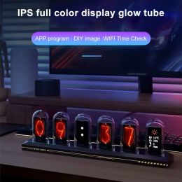 RGB Glow Nixie Tube Clock DIY LED Clock Electronic Nightlights Digital Watch Table lamp for Room Home Desktop Gaming Decoration