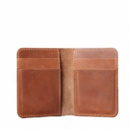 100% Genuine Leather Credit Card Holder Wallet Male Slim Wallet Small Bank ID Card Holders Men Retro Crazy Horse Leather Wallet x3G6#