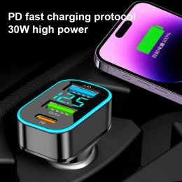 SEAMETAL 66W Quick Charge Car Phone Charger PD+QC3.0 3-Ports Super Charging Cigarette Lighter Adapter for iPhone Xiaomi Samsung