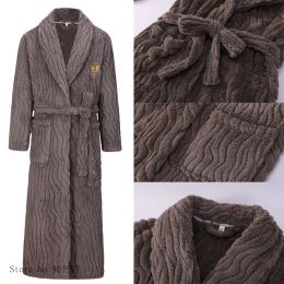 Women Thicken Sleepwear Long Bathrobe Men Shower Kimono Robes Warm Autumn Winter Coral Fleece Robe Soft Bath Gown Plus Size 3Xl