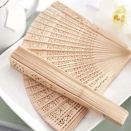 Decorative Figurines 8-inch Chinese Handmade Fan Wooden Folding Fragrant Wedding Party Gift Bamboo Bride Decoration Handicraft