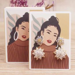 50Pcs/Lot Earring Card Four Holder 5x7cm Hot Girl /Abstract painting paper card Jewelry Accessory Package Cards