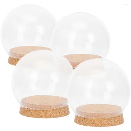 Storage Bottles 4Pcs Glass Dome With Cork Clear Preserved Flower Cover For Wedding Party