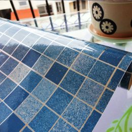Blue Mosaic Self Adhesive Wallpaper Peel and Stick Bathroom Wallpaper Worktop Cover Wall Tile Stickers Kitchen Countertop Decor