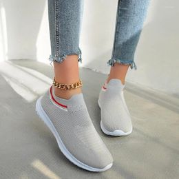 Casual Shoes Big Size 44 Knitted Sneakers Women Autumn Low-top Breathable Womens Thick-soled Mesh Slip-on Jogging