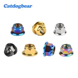 Catdogbear M6 M8 M10 M12 Titanium Flange Metal Lock Nuts For Bicycle Motorcycle Car Fastener