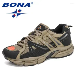 Casual Shoes BONA Designers Action Leather Running Men Sneakers Sport Athletic Walking Jogging Footwear Man Trainers