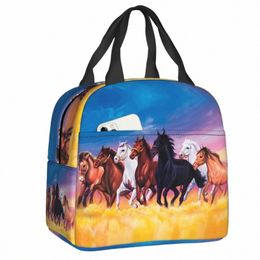 seven Running Horse Lunch Bag for School Office Animal Waterproof Picnic Insulated Cooler Thermal Lunch Box Women Kids Tote Bags P0lw#