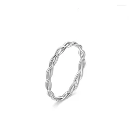 Cluster Rings S925 Sterling Silver Cross Fried Dough Twists Braid Ring For Women Simple Versatile Foldable Band