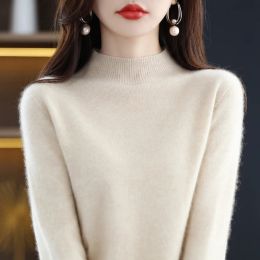 2023 Spring Knitwears 100% Merino Wool Cashmere Sweater Women Knitted Sweater Turtleneck Long Sleeve Pullover Clothes Jumper Top