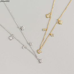 Yhn062 Light Luxury S925 Silver Ins Geometric Star Design Sense Net Red Wind Necklace Versatile Clavicle Chain {category}
