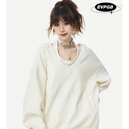 Women's Hoodies Casual Women Oversized Korean Fashion Basic Sweatshirts Chic Female Two Piece Set Preppy Style Pullovers Streetwear Top