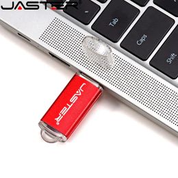 JASTER USB Flash Drive Mini metal Pen drive Free Key Chain gifts Memory stick Black Blue Pendrive 64GB 32GB Red External storage