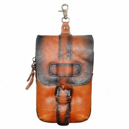 hot Sale Real Soft Genuine Leather Travel Hook Fanny Waist Belt Pack Bag Design Phe Cigarette Pouch Case For Men Male 014 R54r#