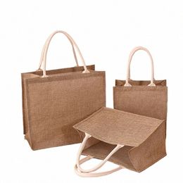 linen Bag Hand-painted Cott Sacks Jute Portable Imitati Sacks Linen Bags Shop Bags Laminated Bags T1A0#