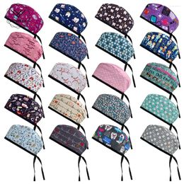 Berets Wholesale Vet Dentist Soft Hat Printing Women And Men Simple Anti-Dirty Pure Cotton Cap Cartoon Scrub