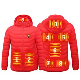 Women Winter Usb Smart Heating Clothing Jackets Stand Collar Quilted Hooded Warming Jackets Solid Thicken Warm Casual Coats