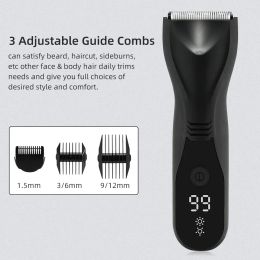 Hair Trimmer for Men Electric Balls Trimmer and Pubic Groyne Hair Remover Waterproof LED Display Beard Shaver Body Groomer Set