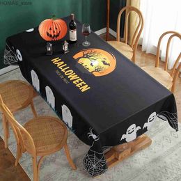 Table Cloth Halloween Spider Web Ghost Rectangle Tablecloth Holiday Party Decorations Reusable Waterproof Tablecloth Kitchen Table Decor Y240401