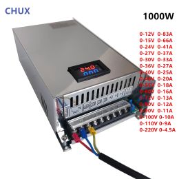 CHUX Adjustable Switching Power Supply With Display 0-12V 15V 24V 27V 36V 40V 48V 55V 1000W SMPS 60V 80V 90V 100V 110V 220V DC