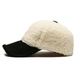 FS Trendy Big Letter Embroidery Men Hats Winter White Brown Lambswool Baseball Caps For Women Warm Luxury Designer Hat Gorras