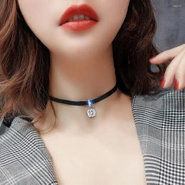 Choker Jewellery Accessories Temperament Girl Gift PU Collar Women Korean Style Glitter Zircon Necklace Punk